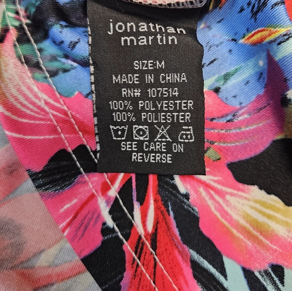 Jonathan Martin Floral Drape Neck Mini Dress Muti-Color Women's Medium Bright - Picture 6 of 6